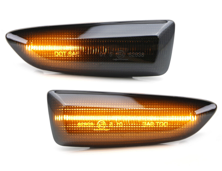 Smoked Lens Sequential Full LED Amber Side Marker Lights For 2018-20 Buick Regal
