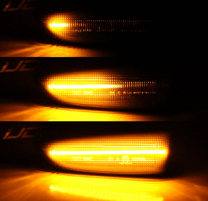 Smoked Lens Sequential Full LED Amber Side Marker Lights For 2018-20 Buick Regal