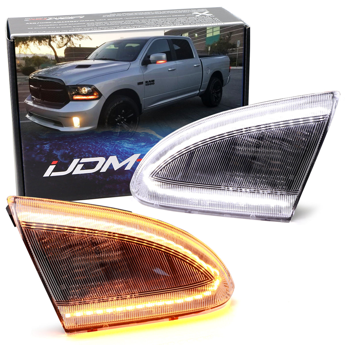 Clear White/Amber Switchback LED Sequential Blink Side Mirror