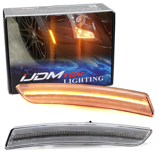 Clear Lens Amber Full LED Strip Front Bumper Side Markers For Cadillac 16-20 CT6