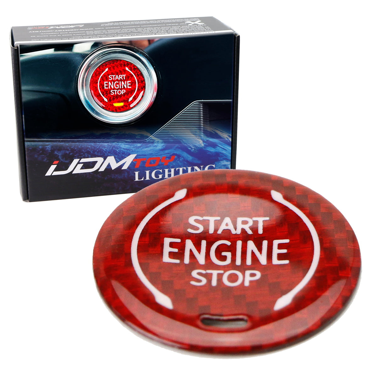 Performance Red Carbon Fiber Engine Start/Stop Push Start Button For C ...
