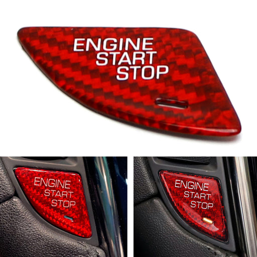 Red Real Carbon Keyless Engine Push Start Button For Cadillac 2013-19 ATS ATS-V