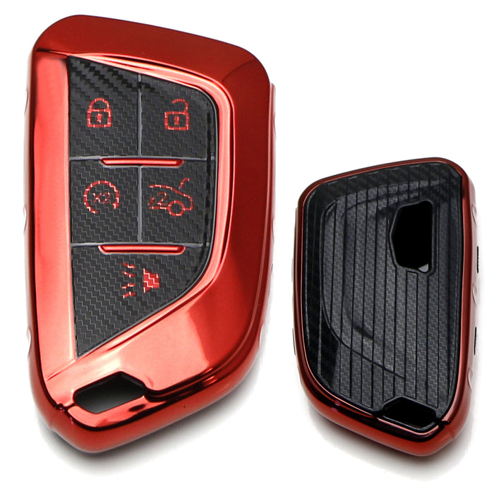 Red Chrome TPU Key Fob Case For 2020-up Cadillac CT5 CT6 XTS XT4 XT5 ATS, etc