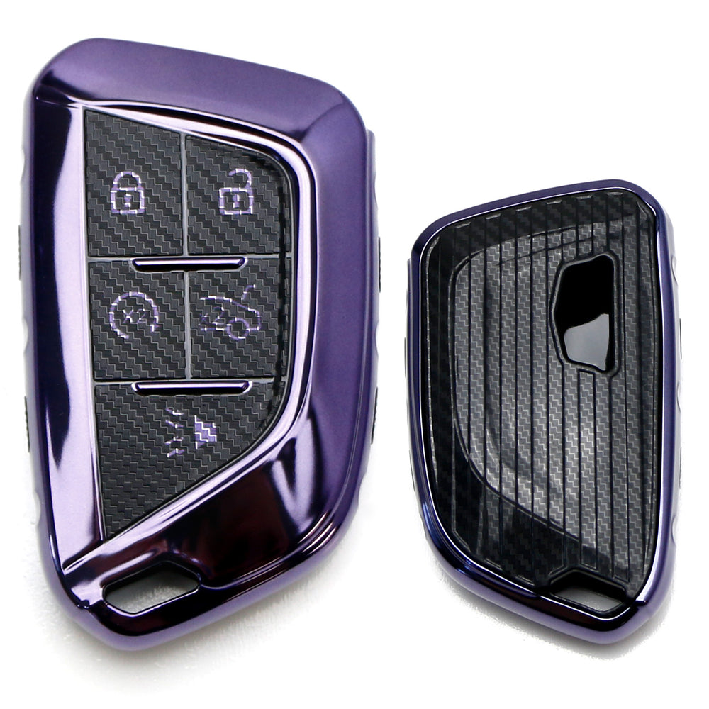 Purple Chrome TPU Key Fob Case For 2020-up Cadillac CT5 CT6 XTS XT4 XT5 ATS, etc