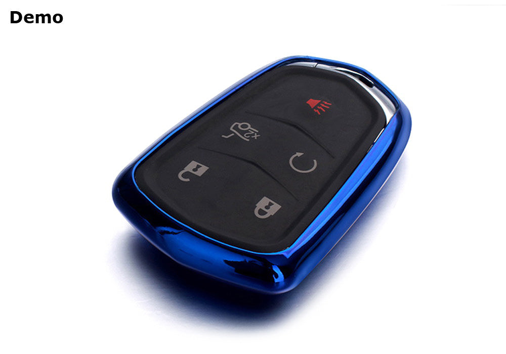 Chrome Blue TPU Key Fob Case For Cadillac ATS CTS CT6 XTS XT5 ELR SRX Escalade