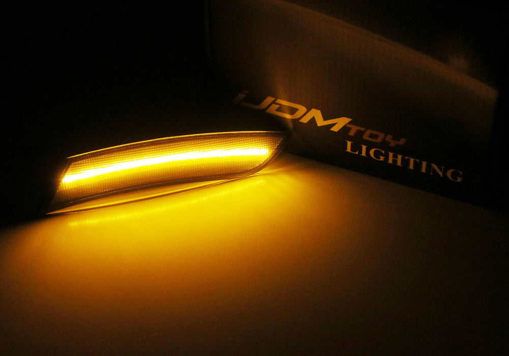 Smoked Lens Amber Full LED Bumper Side Marker Light Kit For 2013-17 Cadillac XTS
