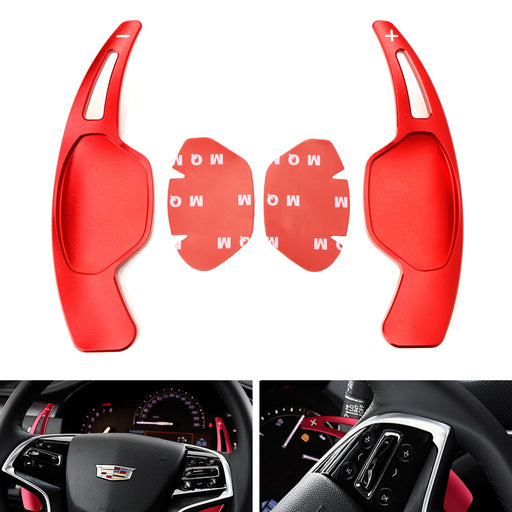 Red Aluminum Steering Wheel Paddle Shifter Extensions For 2013-2019 Cadillac XTS