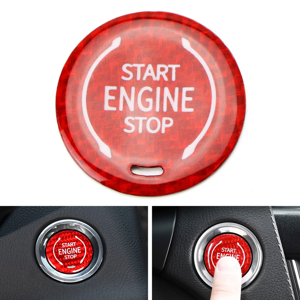 Red Real Carbon Fiber Keyless Engine Push Start Button For Cadillac XT4 CT5 XT6