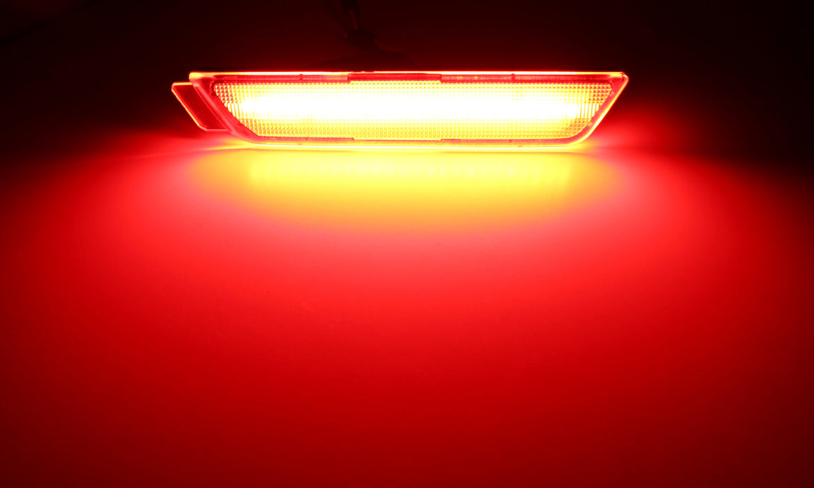 Clear Lens Red LED Rear Side Marker Light For Chevy 2010-15 Camaro Back Bumper