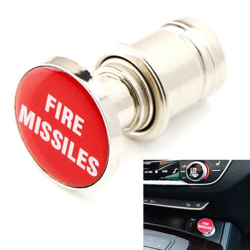 Sports Red "Fire Missiles" Push Button Design Car Cigarette Lighter Plug Cover
