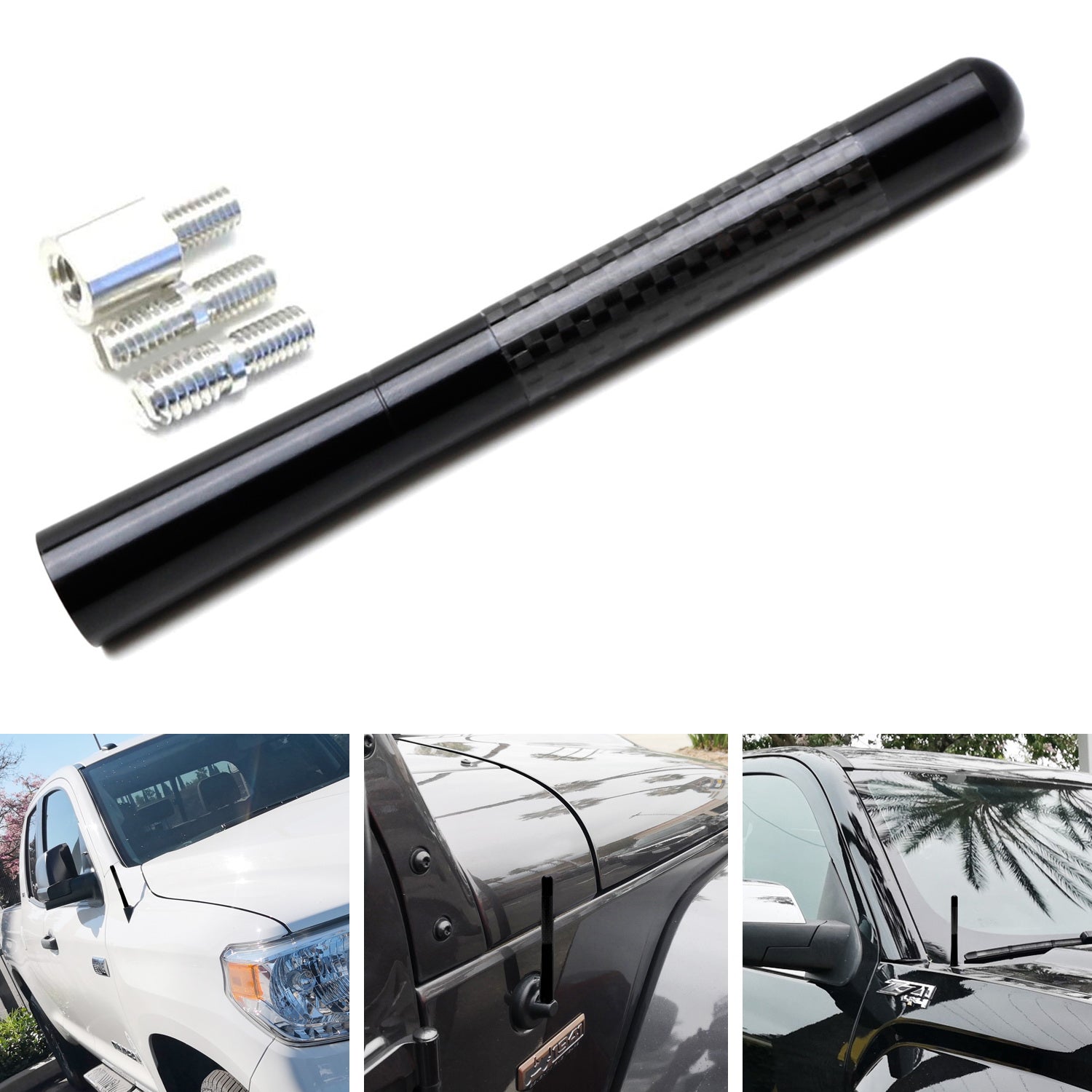 5-Inch Carbon Fiber Short Antenna Topper For Chevy/GMC Dodge RAM Ford ...