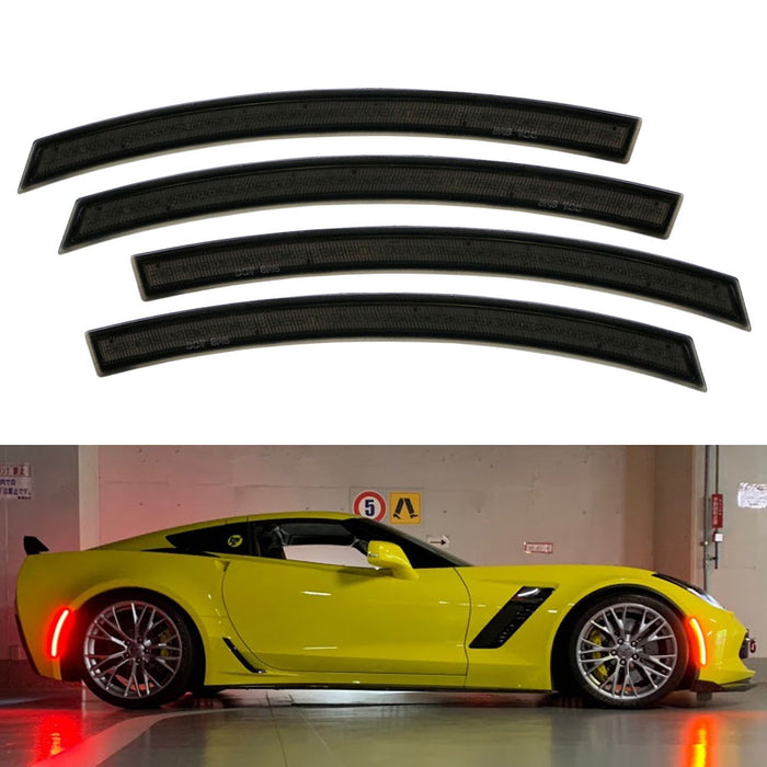 Sportcartuning Smoked LED Side Marker Lights For C7 Corvette 2014-2019 – Front Bumper, Amber/Red