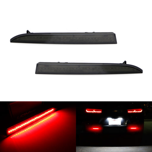 Smoked Lens 28-SMD Red LED Bumper Reflector Lights For 16-up Chevrolet Camaro