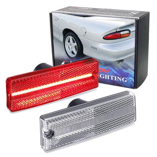 Clear Lens Red Full LED Strip Rear Side Marker Lights For 1993-2002 Chevy Camaro