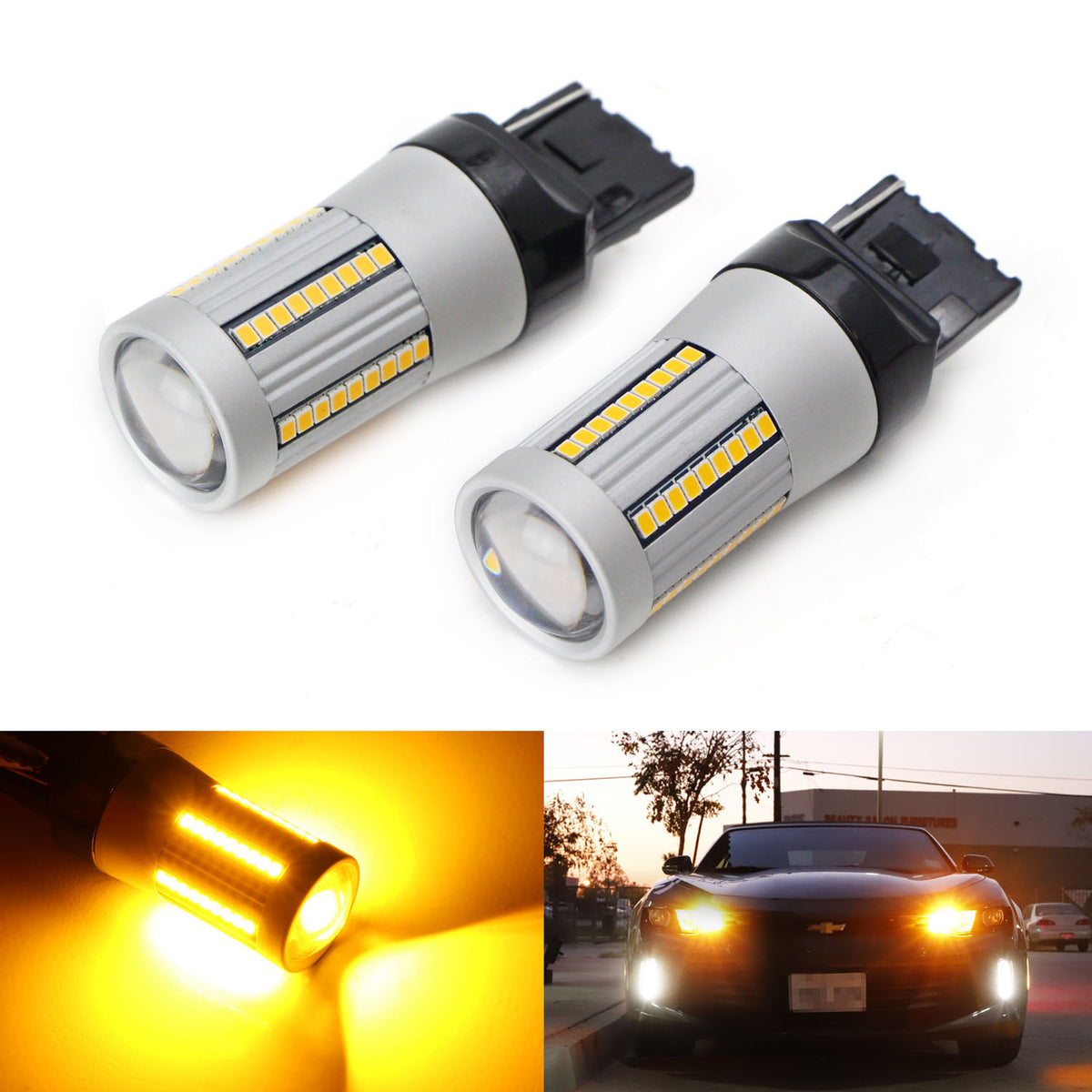 No Hyper Flash Amber LED Front Turn Signal Replacement Bulbs For 2016