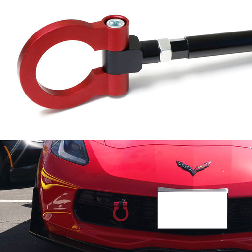 Red Track Racing Style Aluminum Tow Hook Ring For 14-19 Corvette Z06 ZR1 Z51