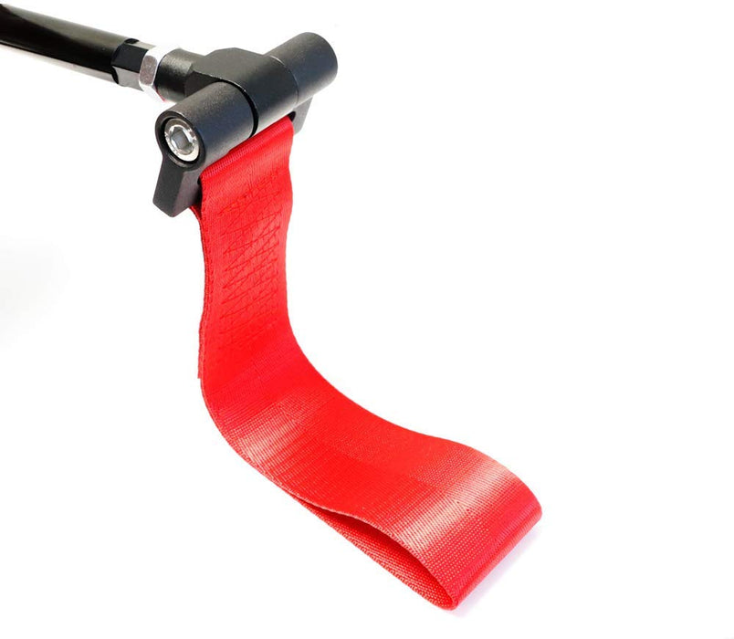 Track Racing Style Red Towing Strap For 16-up Chevy Camaro, Tow Hole Adapter Rod