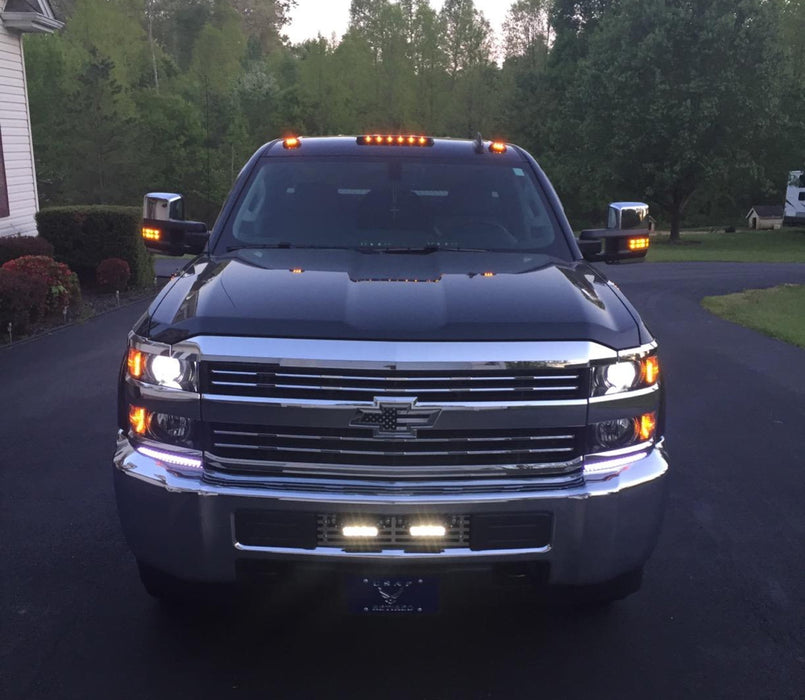 Smoked Lens Amber LED Cab Roof Light Kit For 2007-up Chevy GMC 2500 3500 Truck