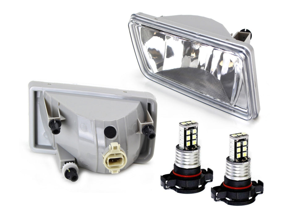 Clear Lens Fog Lights w/ White LED Bulbs For Chevy 1500 2500 3500