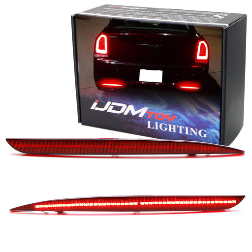 Dark OE-Red Lens Full LED Rear Bumper Reflector Lights For 2015-up Chrysler 300