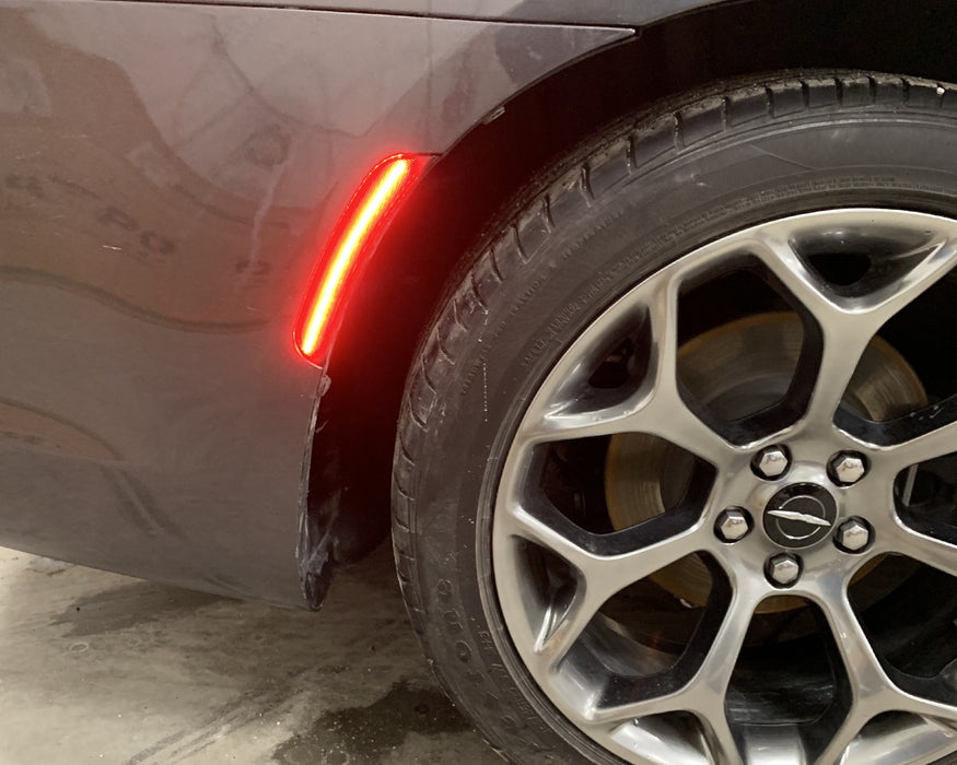 Clear Lens Amber/Red Full LED Side Marker Light Kit For 2015-up Chrysler 300
