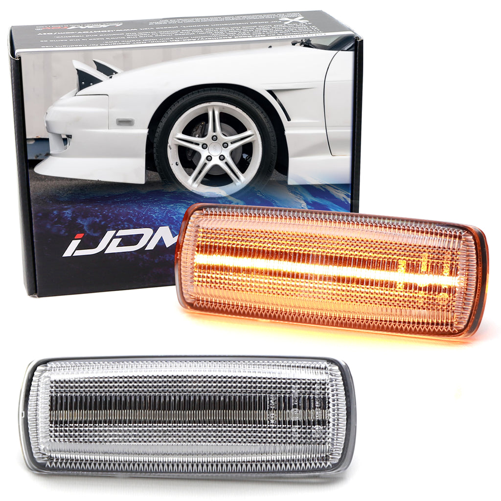 Amber LED Side Marker Light Set – Clear Lens For 1995-1998 Nissan 240SX / Silvia S14