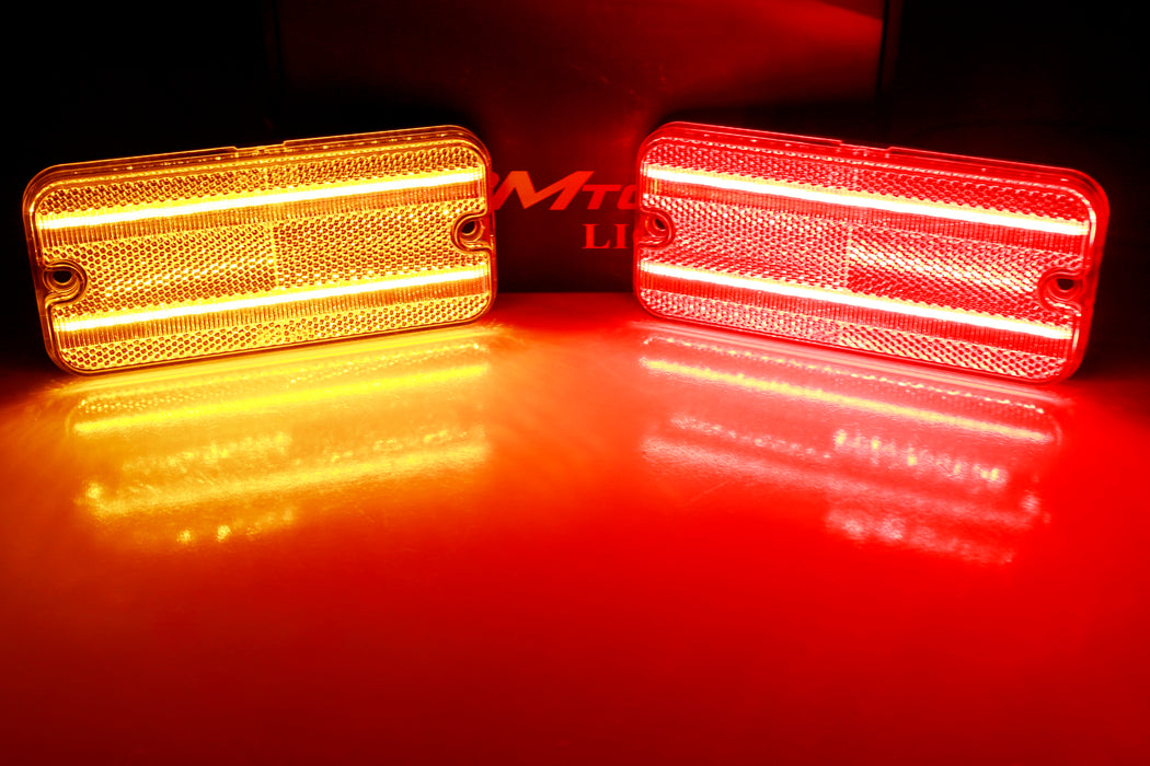 Clear Double Row Amber/Red Full LED Side Markers For 1968-72 Chevy/GM Pickup SUV