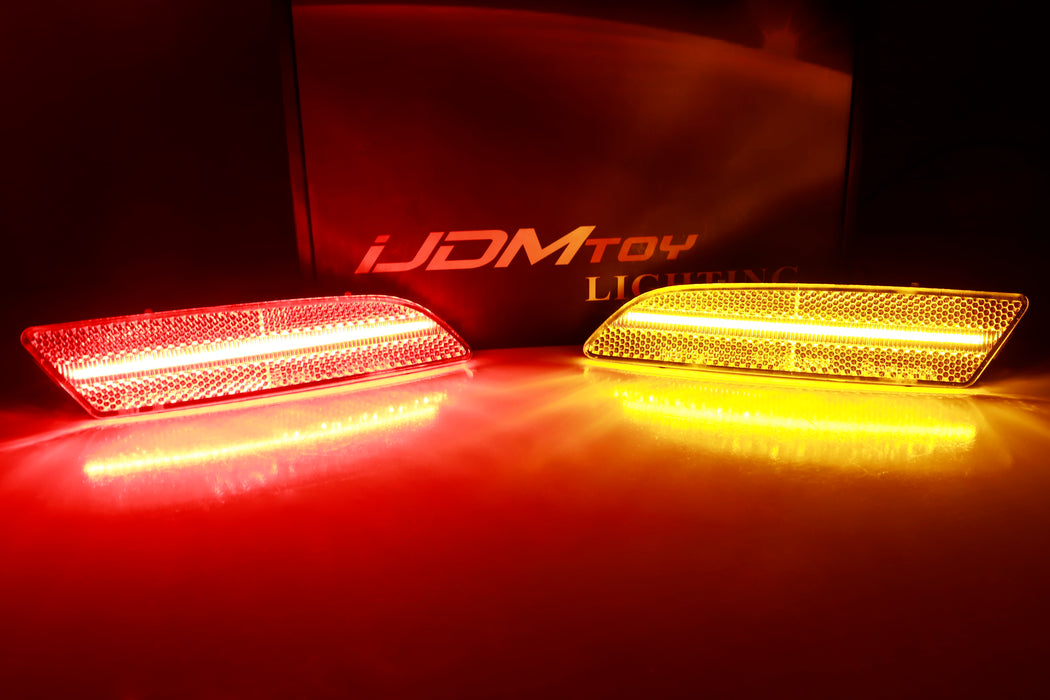 4pc Set Clear Lens Amber/Red Full LED Side Marker Lights For Chrysler Crossfire