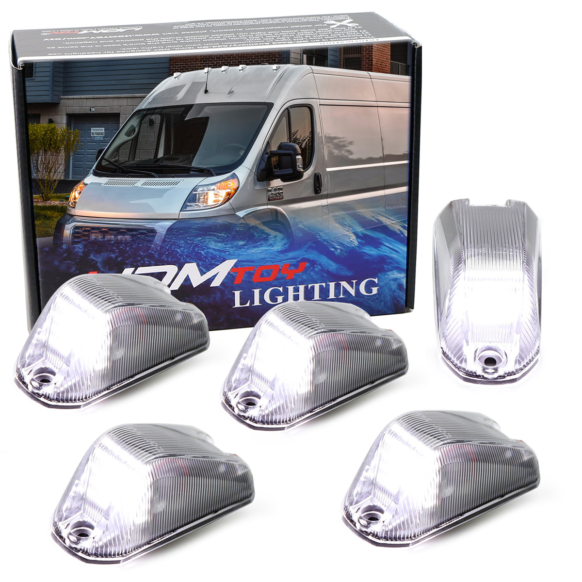 5pc Clear Lens White Full LED Front Cab Roof Light Kit For 2014-23