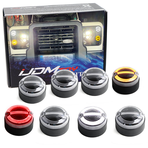 Clear 8pc Large 95mm Front/Rear Full LED Upgrading Kit For Land Rover Defender