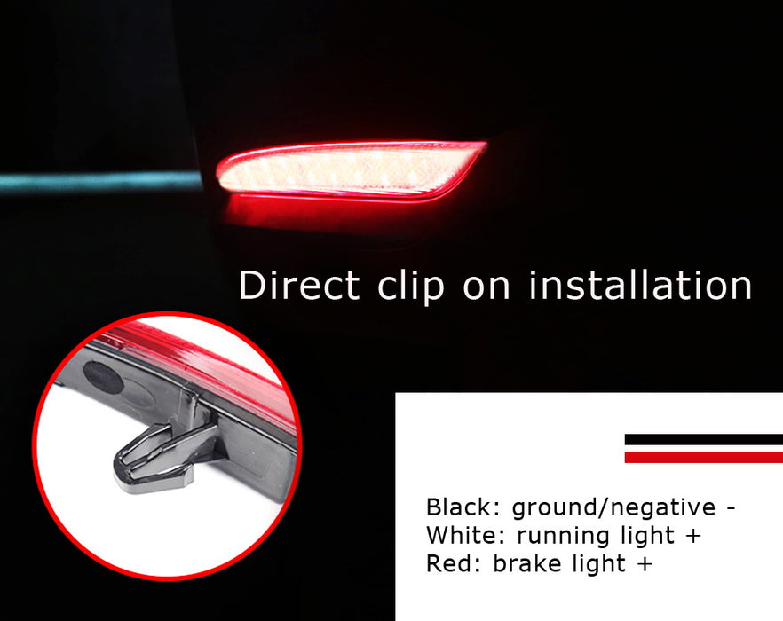 Dark Smoked Lens 24-LED Rear Bumper Reflector Lights For Tesla Model 3