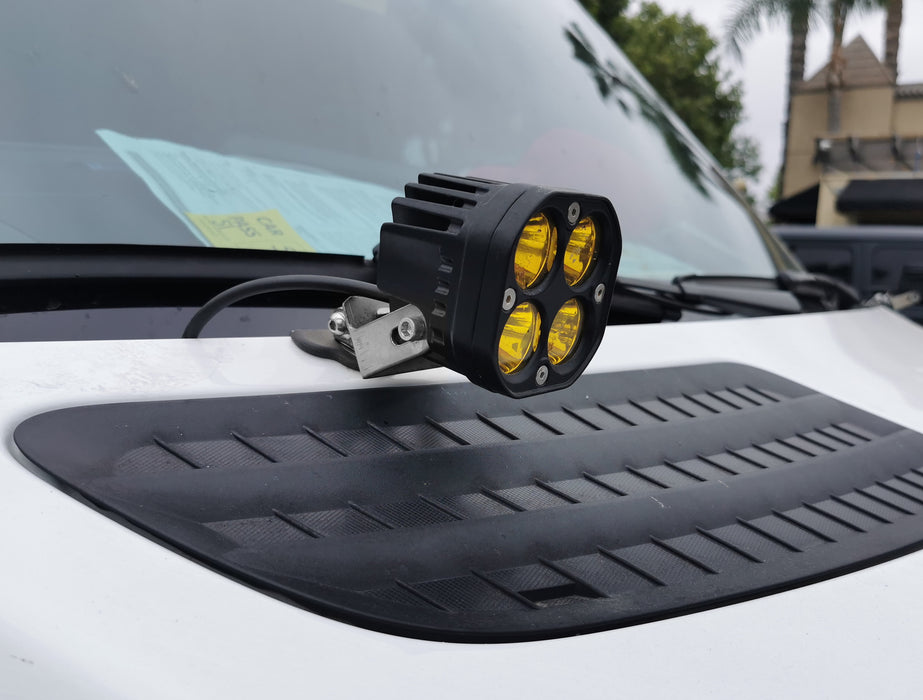 Hood Edge Mount Round Yellow LED A-Pillar Light Kit Universal For Truck SUV Jeep