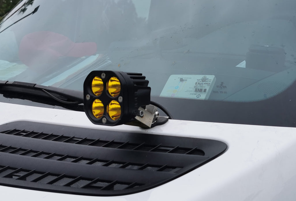 Hood Edge Mount Round Yellow LED A-Pillar Light Kit Universal For Truck SUV Jeep
