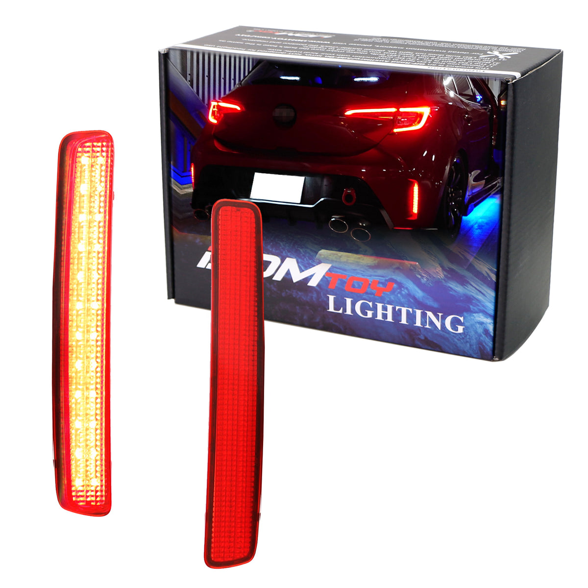 Red Lens Full LED Rear Bumper Reflector Lights For 2023 Toyota GR Coro —