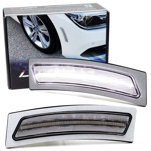 Clear Lens White LED Bumper Reflex Replace Side Markers For BMW 16-19 3/4 Series