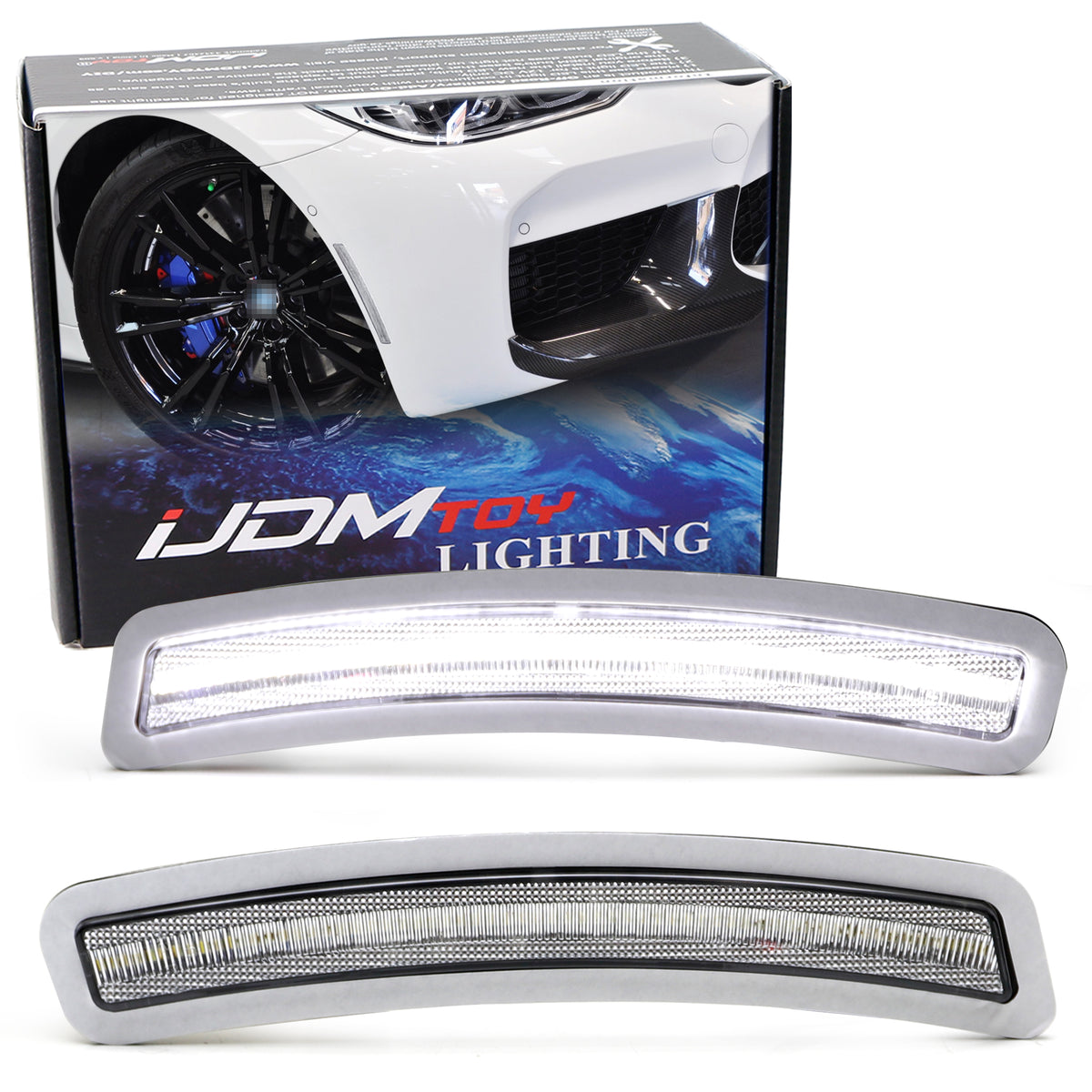 Front Bumper Side Marker Reflector Lights Clear White For BMW X6