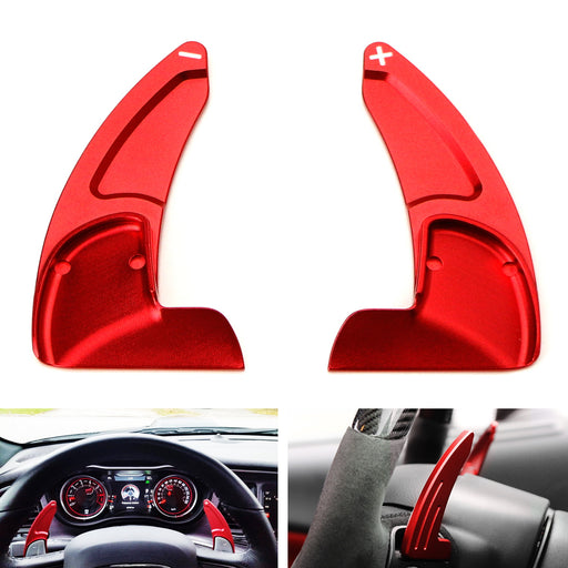 Red CNC Billet Steering Wheel Paddle Shifter Extension Covers For Dodge Chrysler