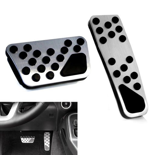 2pc Track Design Silver Foot Pedal Covers For 08+ Dodge Challenger, 09+ Charger