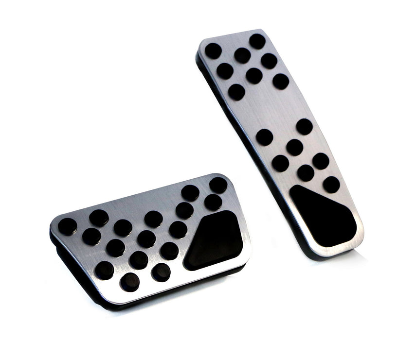 2pc Track Design Silver Foot Pedal Covers For 08+ Dodge Challenger, 09+ Charger