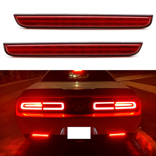 Red Lens Full LED Rear Bumper Reflector Light Kit For 2015-up Dodge Challenger