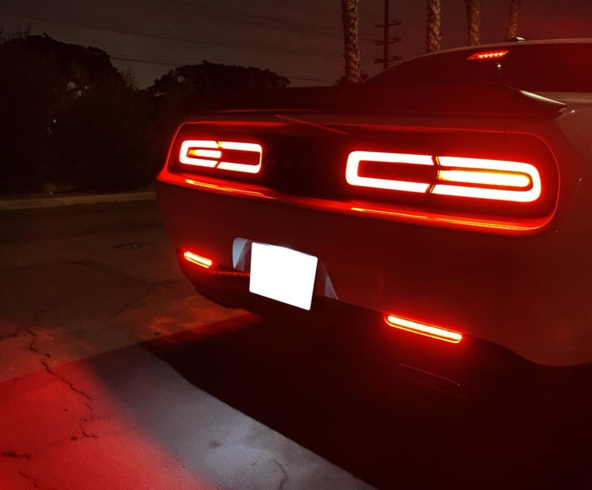 Red Lens Full LED Rear Bumper Reflector Light Kit For 2015-up Dodge Challenger