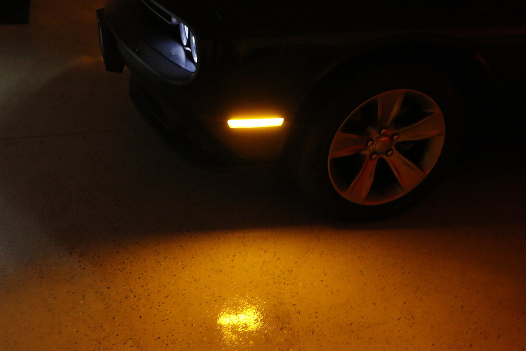 Clear Lens Front Amber Rear Red LED Side Marker Lights 15-22 Dodge Challenger