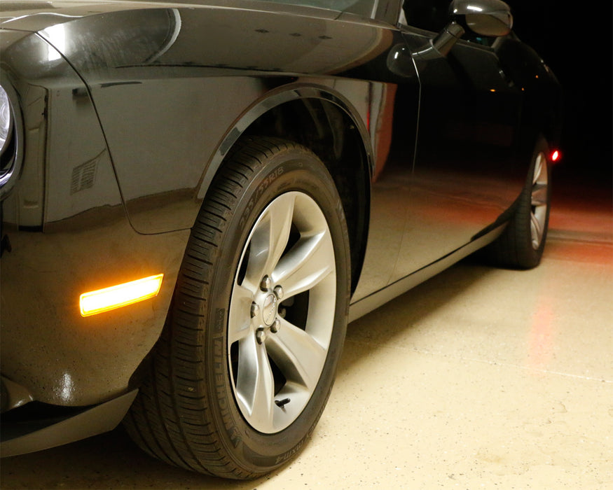 White/Clear Lens Full LED Strip Side Marker Lights For 2008-14 Dodge Challenger