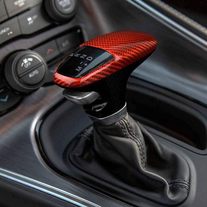 Red Real Carbon Fiber Shift Knob Cover Shell For Dodge 15-21 Challenger Charger