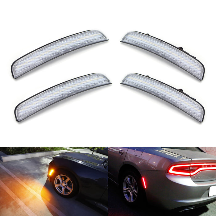 Smoked LED Side Marker Lights – For 2015-2021 Dodge Charger, Front & Rear, 4 Pcs