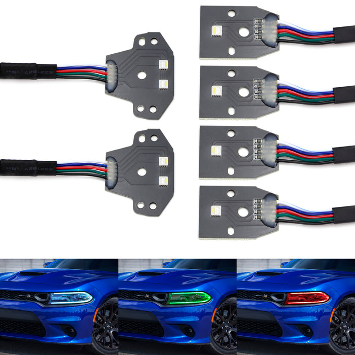 RGBW Multicolor LED Headlight Circuit Board Ambient Lights For 15+ Dodge Charger