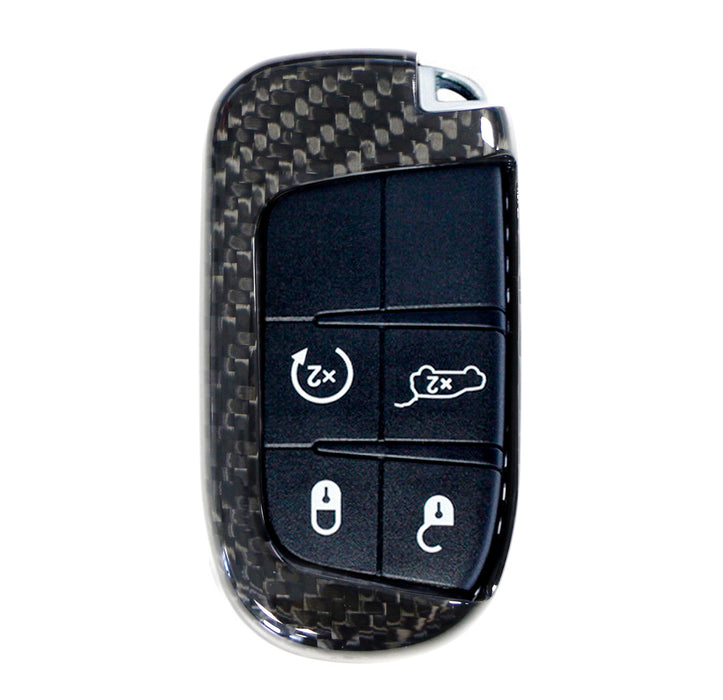 Real/Genuine Black Carbon Fiber Smart Key Fob Shell For Chrysler Dodge Jeep