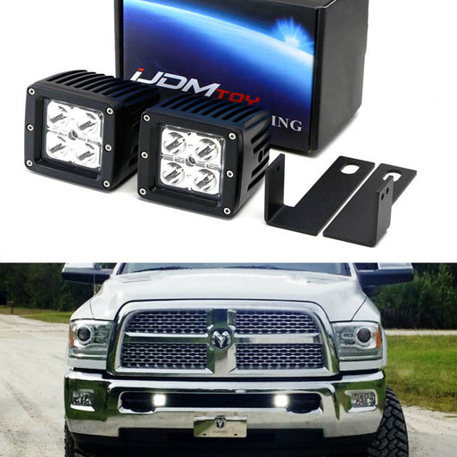 40W CREE LED Pods w/ Lower Bumper Mounting Bracket For 09-18 Dodge RAM 2500 3500