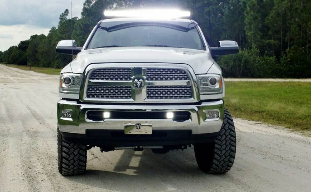 ram 2500 led pod fog lights 40W CREE LED Pods w/ Lower Bumper Mounting Bracket For 09-18 Dodge RAM 2500 3500