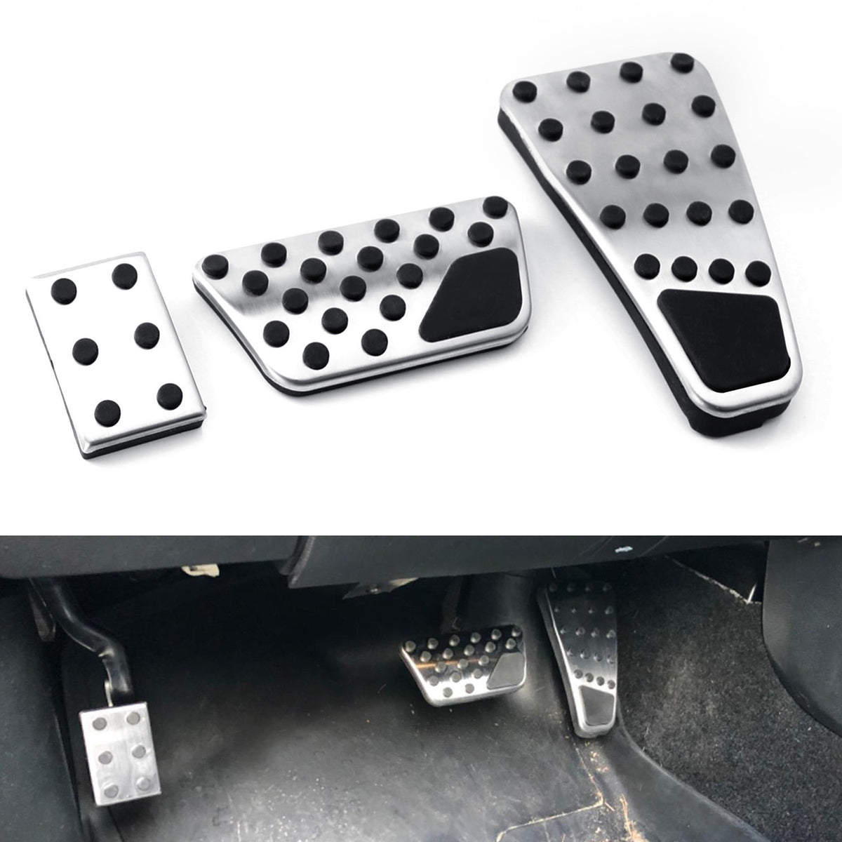 ram pedal 3pc Track Design Silver Foot Pedal Cover For 09-18 Gen4 Dodge RAM 1500 2500 3500
